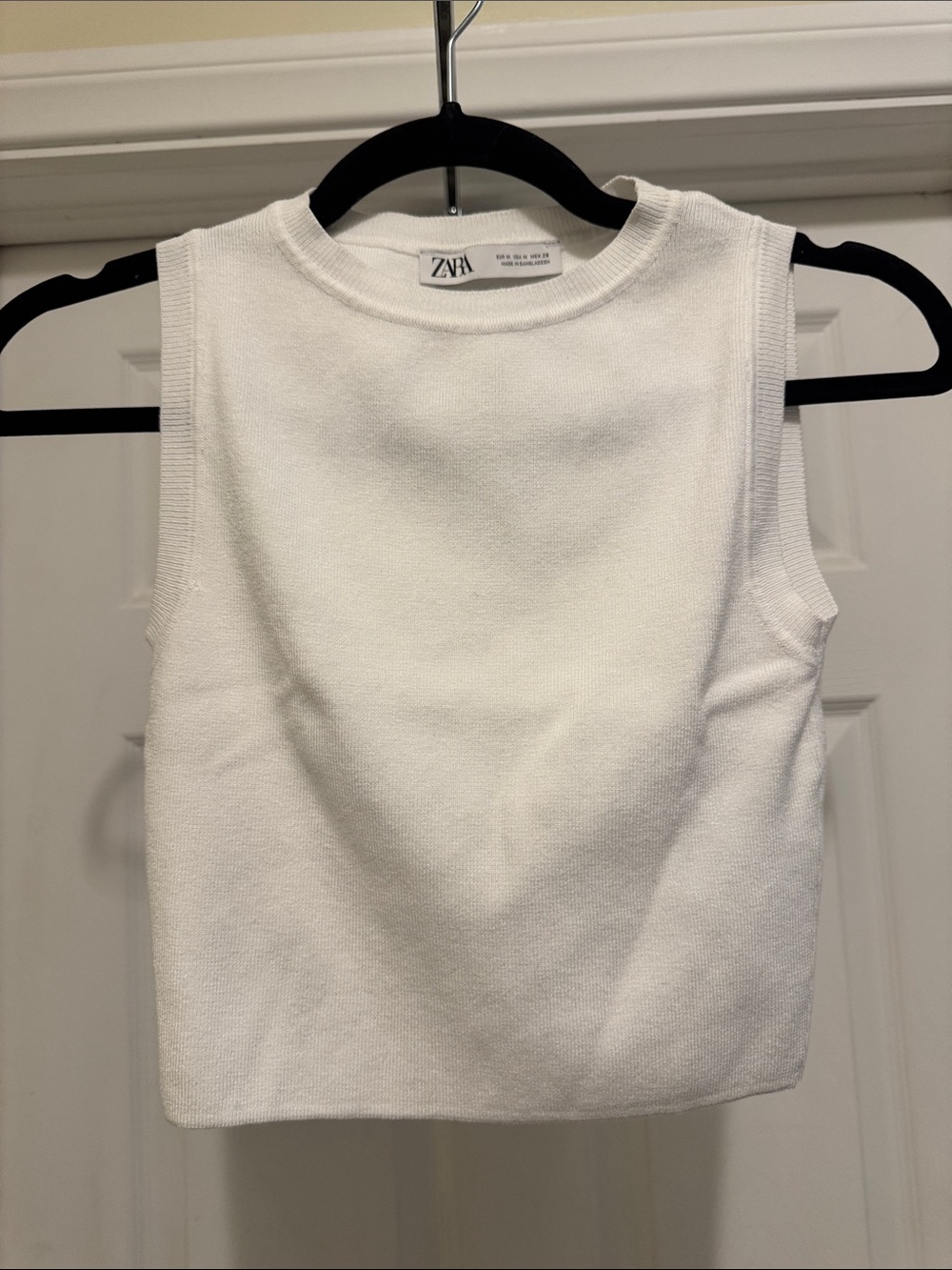 Zara White Knit Sleeveless Tank Top